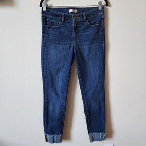 LOFT Modern Skinny Leg Stretchy Frayed Cuff Ankle Denim Jeans